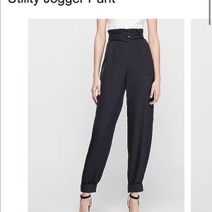 Express high waist belted paper bag utility jogger